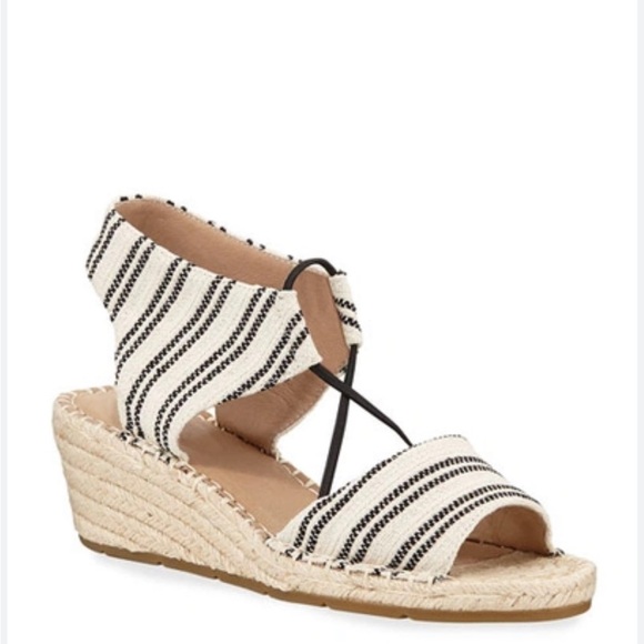 Eileen Fisher Women's Agnes Tan Black Striped Espadrille Wedge NWOT Size 9.5 - Picture 1 of 12